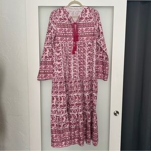Amazon pink floral paisley dress mumu cover up tassel small